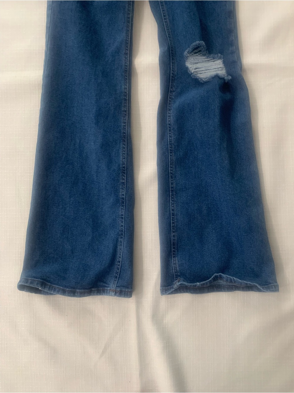 Forever 21 Dark Blue Distressed Flare Jeans - Picture 2 of 9